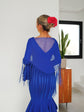 Robe Flamenca à Volants – Bleu | Manches Longues & Col en V