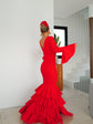 Robe Flamenca à Volants – Rouge | Manches Longues & Col en V