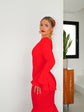 Robe Flamenca à Volants – Rouge | Manches Longues & Col en V