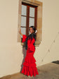 Robe Flamenca à Volants – Rouge | Manches Longues & Col en V