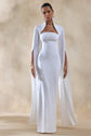 Esme | Robe longue blanche à encolure carrée et manches cape