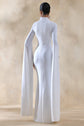 Esme | Robe longue blanche à encolure carrée et manches cape