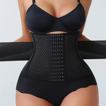 Waist Trainer Femme – Corset Gainant avec Fermeture Éclair & Double Ceinture