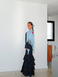 Robe Flamenca à Volants – Bleu Marine | Manches Longues & Col en V